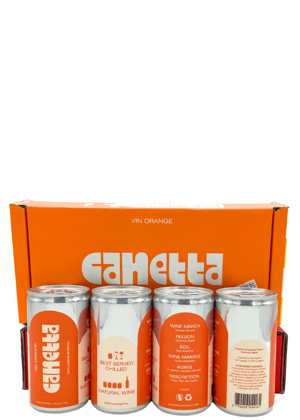 4 pack - Canetta Orange Canned Wine (187 ml each)