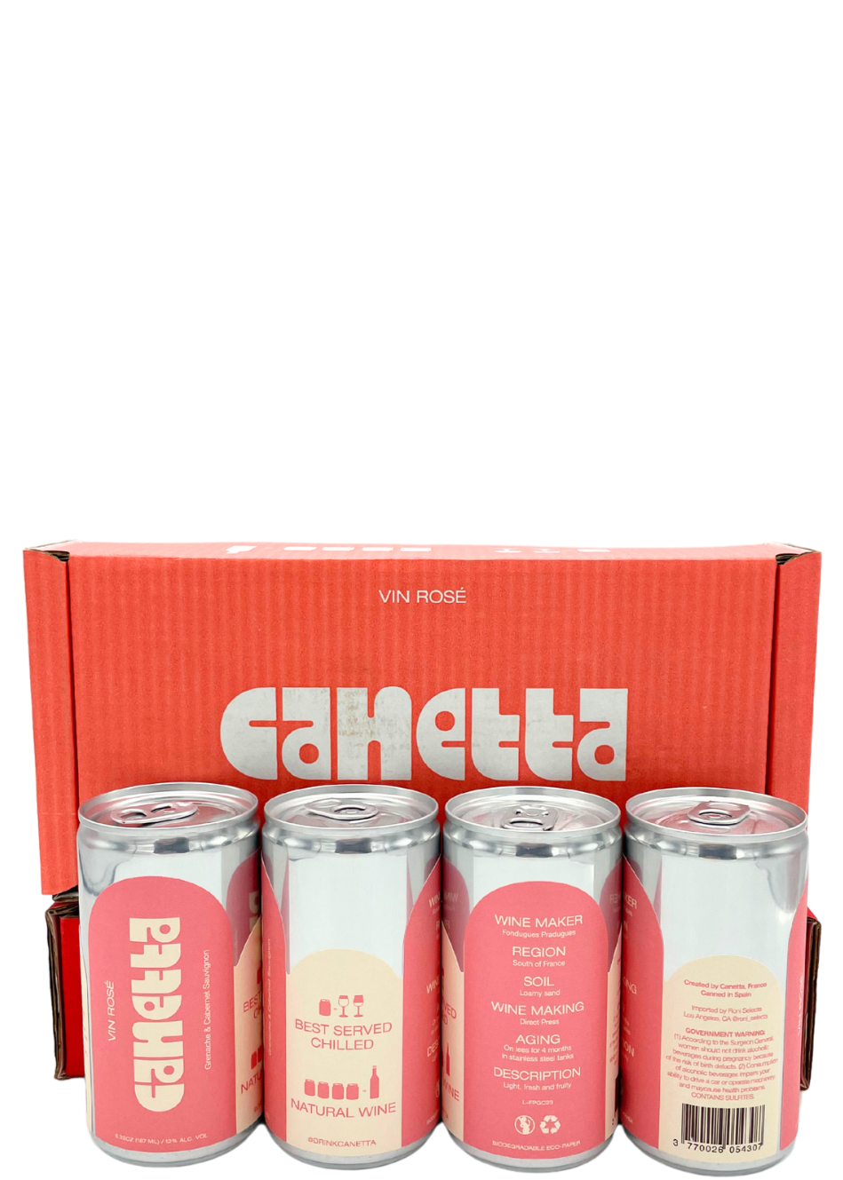 4 pack - Canetta Rosé Canned Wine (187ml each)